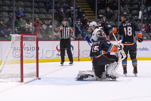 Abbotsford Canucks defeat San Diego Gulls 4-2 on Sunday, Jan 23, 2022 at Abbotsford Centre.