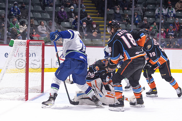 Abbotsford Canucks defeat San Diego Gulls 4-2 on Sunday, Jan 23, 2022 at Abbotsford Centre.