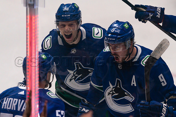 Vancouver, Canada, 12th April, 2022. Vancouver Canucks take the game at 54 seconds into OT against the Las Vegas Golden Knights.