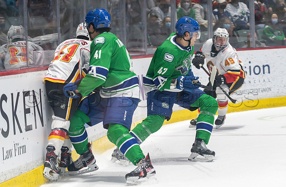Sun, Feb 27, 2022 Abbotsford Canucks crush Stockton Flames 6-2 at Abbotsford Event Centre.