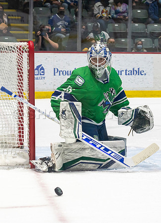 Sun, Feb 27, 2022 Abbotsford Canucks crush Stockton Flames 6-2 at Abbotsford Event Centre.