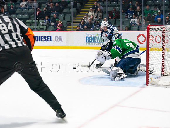 Wed, March 16, 2022 Abbotsford Canucks make an epic comeback to take a 5-4 win in OT against the Manitoba Moose in Abbotsford, BC