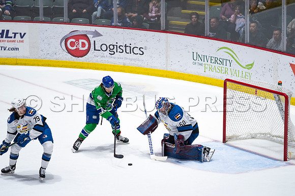 Sun, March 13, 2022 Abbotsford Canucks take Colorado Eagles 5–4 in OT at Abbotsford Event Centre in Abbotsford, BC