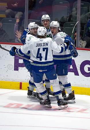 Abbotsford Canucks defeat San Diego Gulls 4-2 on Sunday, Jan 23, 2022 at Abbotsford Centre.