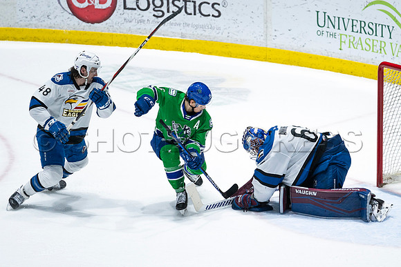 Sun, March 13, 2022 Abbotsford Canucks take Colorado Eagles 5–4 in OT at Abbotsford Event Centre in Abbotsford, BC