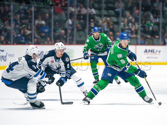 Wed, March 16, 2022 Abbotsford Canucks make an epic comeback to take a 5-4 win in OT against the Manitoba Moose in Abbotsford, BC
