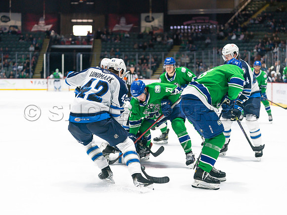 Wed, March 16, 2022 Abbotsford Canucks make an epic comeback to take a 5-4 win in OT against the Manitoba Moose in Abbotsford, BC