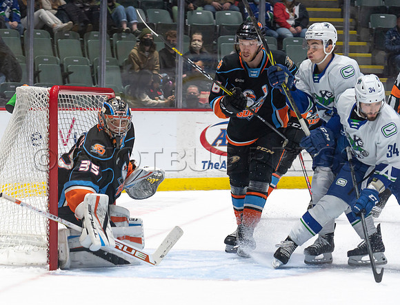Abbotsford Canucks defeat San Diego Gulls 4-2 on Sunday, Jan 23, 2022 at Abbotsford Centre.