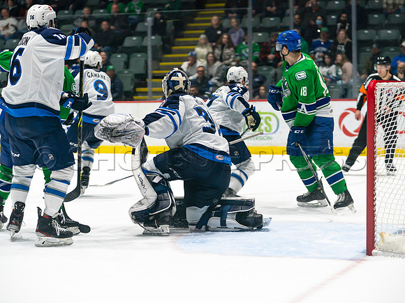 Wed, March 16, 2022 Abbotsford Canucks make an epic comeback to take a 5-4 win in OT against the Manitoba Moose in Abbotsford, BC