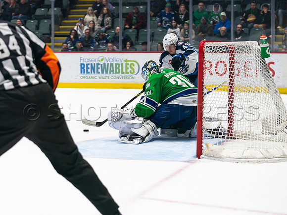 Wed, March 16, 2022 Abbotsford Canucks make an epic comeback to take a 5-4 win in OT against the Manitoba Moose in Abbotsford, BC