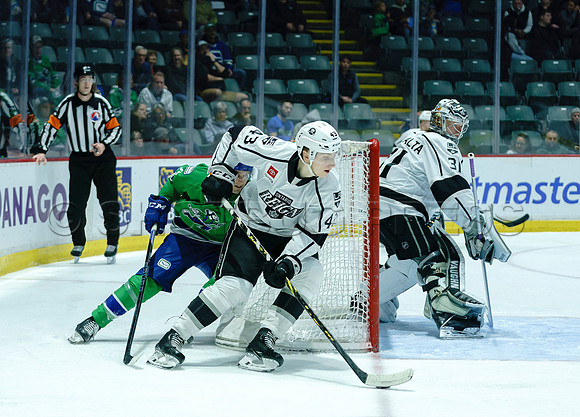 The Abbotsford Canucks come back to defeat the Ontario Reign 4-3 in OT, at the Abbotsford Event Centre, in Abbotsford, Apr 7, 2023