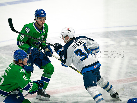 Wed, March 16, 2022 Abbotsford Canucks make an epic comeback to take a 5-4 win in OT against the Manitoba Moose in Abbotsford, BC