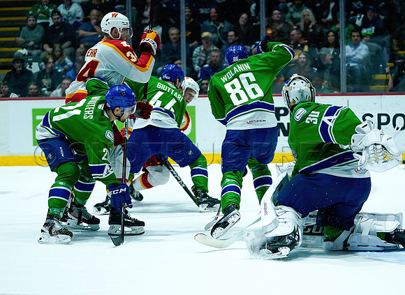 Wes Shaw Calgary Wranglers defeat the Abbotsford Canucks 3-2  20230505 -4513-SharpenAI-Standard