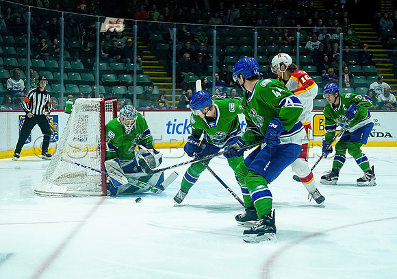 Wesley Shaw Calgary Wranglers at Abbotsford Canucks  20230412 -4089-SharpenAI-Focus