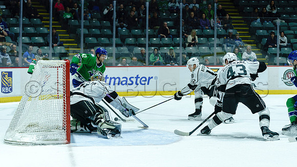 The Abbotsford Canucks come back to defeat the Ontario Reign 4-3 in OT, at the Abbotsford Event Centre, in Abbotsford, Apr 7, 2023