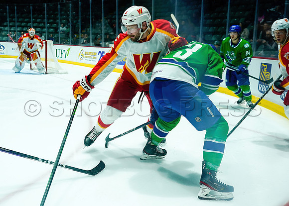 Wesley Shaw Calgary Wranglers at Abbotsford Canucks  20230412 -4133-SharpenAI-Standard