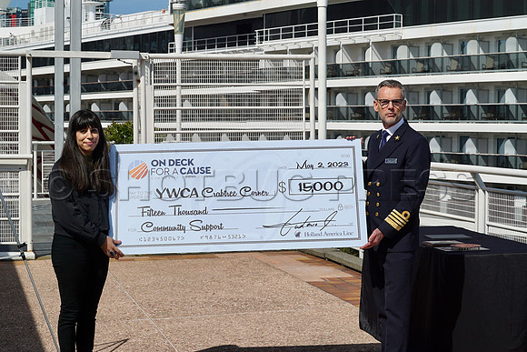 Holland America Line celebrates the opening week of its Alaska season with the Port of Vancouver. After a special donation to YWCA Crabtree Corner, Captain Pieter Bant at Port of Vancouver, in Vancouv