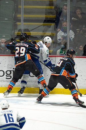 Abbotsford Canucks defeat San Diego Gulls 4-2 on Sunday, Jan 23, 2022 at Abbotsford Centre.