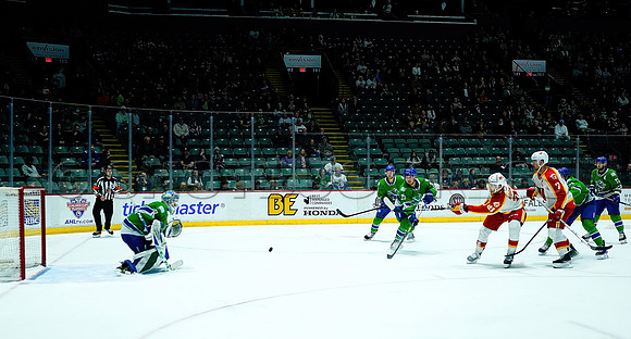 Wesley Shaw Calgary Wranglers at Abbotsford Canucks  20230412 -4219-SharpenAI-Motion