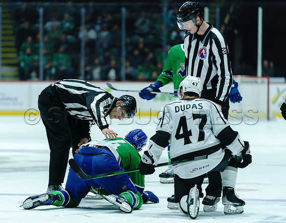 The Abbotsford Canucks come back to defeat the Ontario Reign 4-3 in OT, at the Abbotsford Event Centre, in Abbotsford, Apr 7, 2023