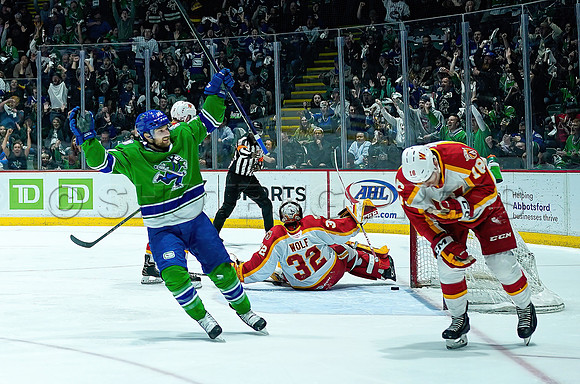 Wes Shaw Calgary Wranglers defeat the Abbotsford Canucks 3-2  20230505 -4446-SharpenAI-Focus