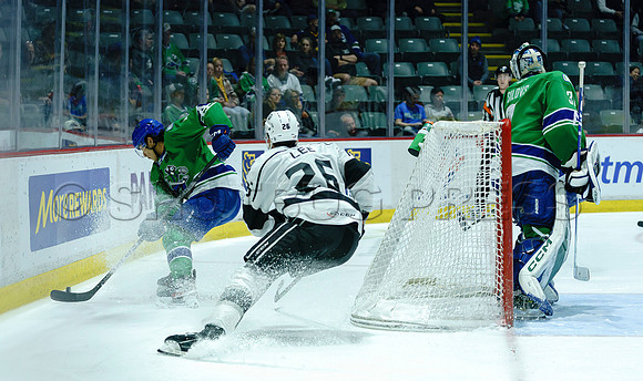 The Abbotsford Canucks come back to defeat the Ontario Reign 4-3 in OT, at the Abbotsford Event Centre, in Abbotsford, Apr 7, 2023