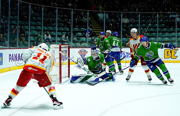 Wesley Shaw Calgary Wranglers at Abbotsford Canucks  20230412 -4227-SharpenAI-Focus