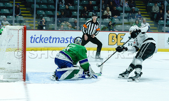 The Abbotsford Canucks come back to defeat the Ontario Reign 4-3 in OT, at the Abbotsford Event Centre, in Abbotsford, Apr 7, 2023