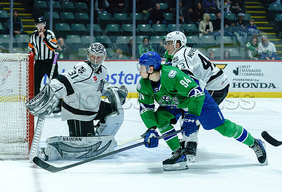 The Abbotsford Canucks come back to defeat the Ontario Reign 4-3 in OT, at the Abbotsford Event Centre, in Abbotsford, Apr 7, 2023