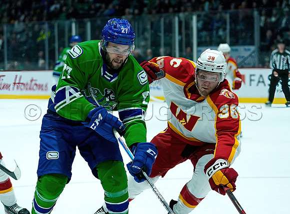 Wes Shaw Calgary Wranglers defeat the Abbotsford Canucks 3-2  20230505 -4477-SharpenAI-Standard