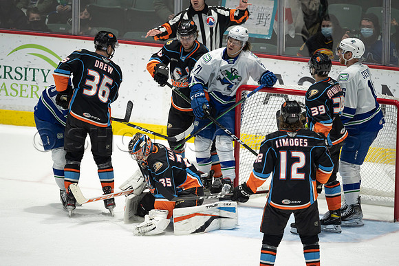 Abbotsford Canucks defeat San Diego Gulls 4-2 on Sunday, Jan 23, 2022 at Abbotsford Centre.