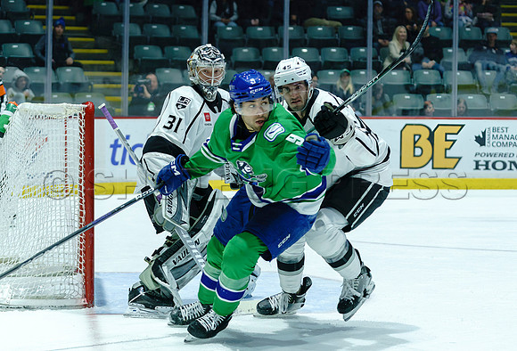 The Abbotsford Canucks come back to defeat the Ontario Reign 4-3 in OT, at the Abbotsford Event Centre, in Abbotsford, Apr 7, 2023