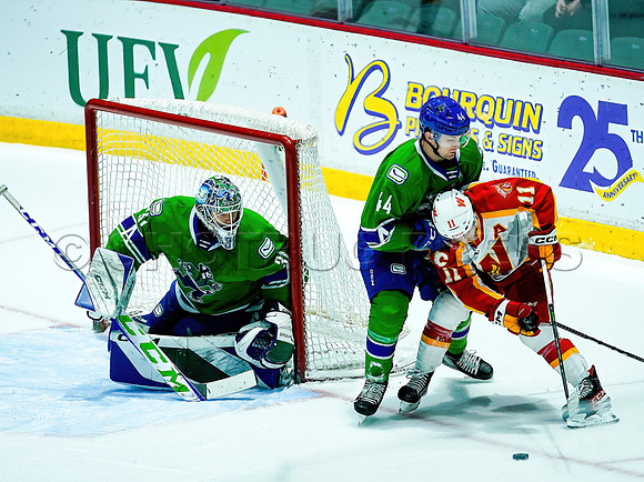 Wesley Shaw Calgary Wranglers at Abbotsford Canucks  20230412 -4104-SharpenAI-Motion