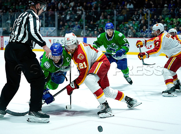 Wes Shaw Calgary Wranglers defeat the Abbotsford Canucks 3-2  20230505 -4489-SharpenAI-Standard