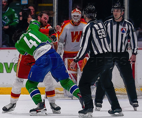 Wesley Shaw Calgary Wranglers at Abbotsford Canucks  20230412 -4204-SharpenAI-Motion
