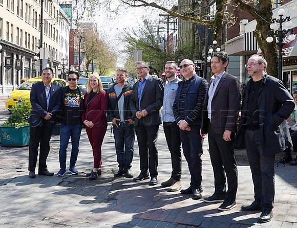 Mayor Ken Sim, Councillor Sarah Kirby-Yung, and Gastown Vancouver-2 4395