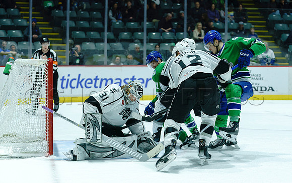 The Abbotsford Canucks come back to defeat the Ontario Reign 4-3 in OT, at the Abbotsford Event Centre, in Abbotsford, Apr 7, 2023