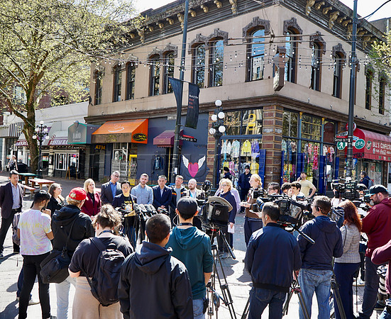 Mayor Ken Sim, Councillor Sarah Kirby-Yung, and Gastown Vancouver-2 4396