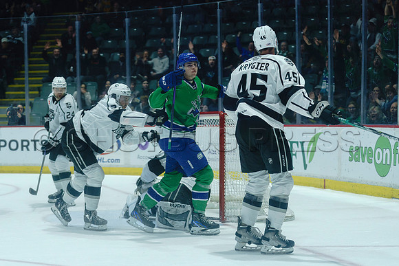 The Abbotsford Canucks come back to defeat the Ontario Reign 4-3 in OT, at the Abbotsford Event Centre, in Abbotsford, Apr 7, 2023