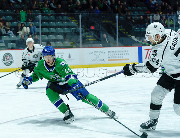The Abbotsford Canucks come back to defeat the Ontario Reign 4-3 in OT, at the Abbotsford Event Centre, in Abbotsford, Apr 7, 2023