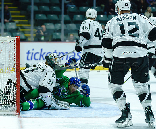 The Abbotsford Canucks come back to defeat the Ontario Reign 4-3 in OT, at the Abbotsford Event Centre, in Abbotsford, Apr 7, 2023