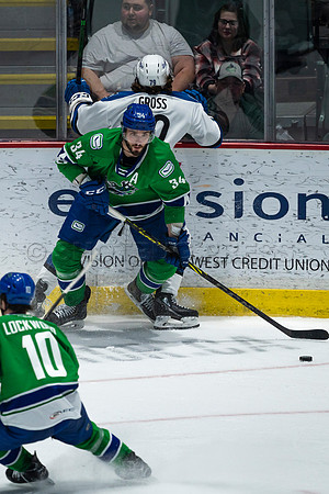 Sun, March 13, 2022 Abbotsford Canucks take Colorado Eagles 5–4 in OT at Abbotsford Event Centre in Abbotsford, BC