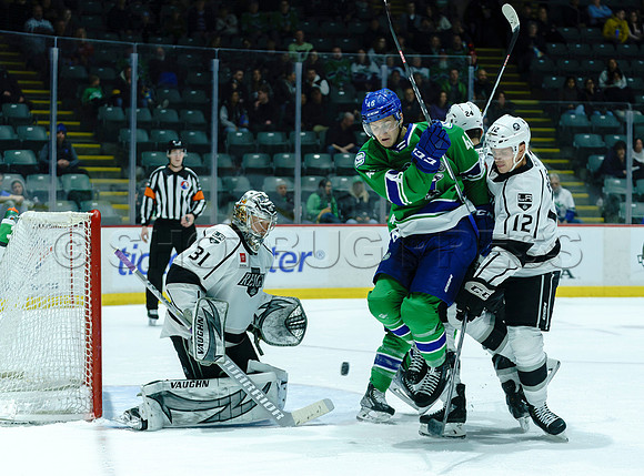 The Abbotsford Canucks come back to defeat the Ontario Reign 4-3 in OT, at the Abbotsford Event Centre, in Abbotsford, Apr 7, 2023