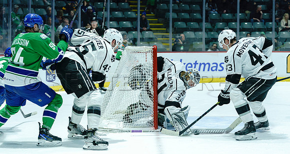The Abbotsford Canucks come back to defeat the Ontario Reign 4-3 in OT, at the Abbotsford Event Centre, in Abbotsford, Apr 7, 2023