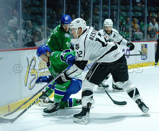 The Abbotsford Canucks come back to defeat the Ontario Reign 4-3 in OT, at the Abbotsford Event Centre, in Abbotsford, Apr 7, 2023