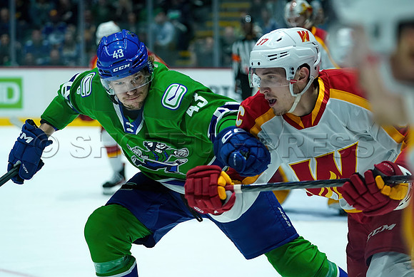 Wes Shaw Calgary Wranglers defeat the Abbotsford Canucks 3-2  20230505 -4466-SharpenAI-Standard