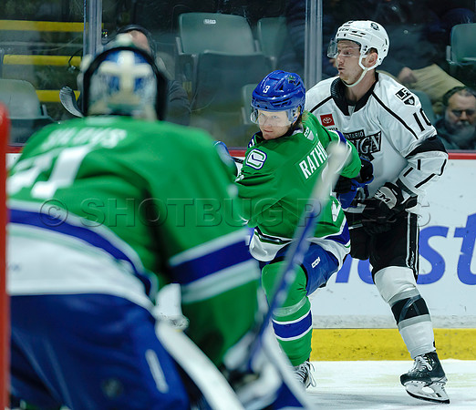 The Abbotsford Canucks come back to defeat the Ontario Reign 4-3 in OT, at the Abbotsford Event Centre, in Abbotsford, Apr 7, 2023
