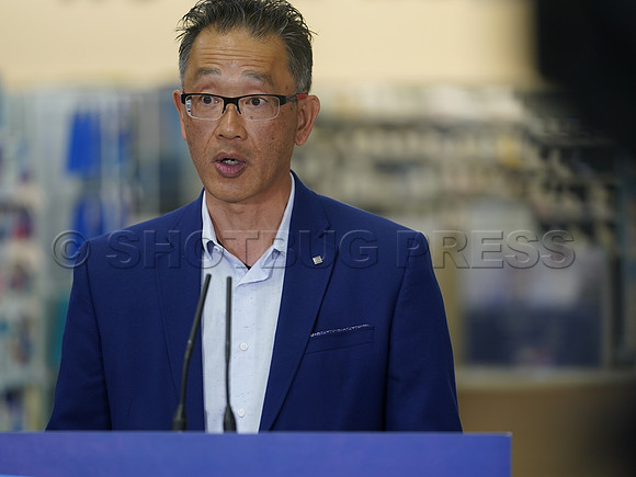 Adrian Dix at Shoppers Drug Mart in Vancouver, BC, Canada, May 31, 2023.