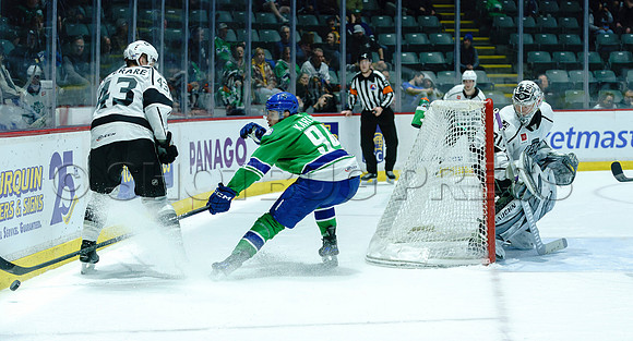 The Abbotsford Canucks come back to defeat the Ontario Reign 4-3 in OT, at the Abbotsford Event Centre, in Abbotsford, Apr 7, 2023