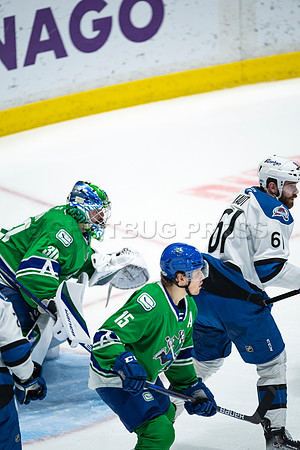 Sun, March 13, 2022 Abbotsford Canucks take Colorado Eagles 5–4 in OT at Abbotsford Event Centre in Abbotsford, BC
